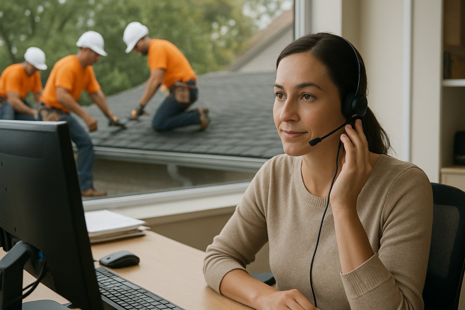 Dispatcher taking a roofing estimate call